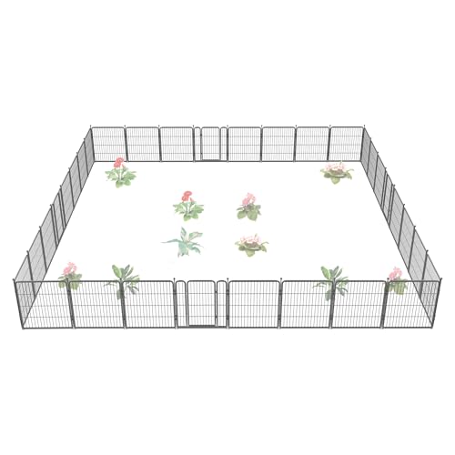 Image of FXW Garden Fence Outdoor for the Yard - 32in(H) x 72.9ft(L) Heavy Duty Metal Animal Barrier for Dog, No Dig Decorative Dog Fence, 32 Panels, Silver