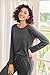 Ekouaer Schlafanzug Damen Lang Zweiteiliger Pyjama Set Rundhals Sleepwear Oberteil und Pyjamahose,Grau,M