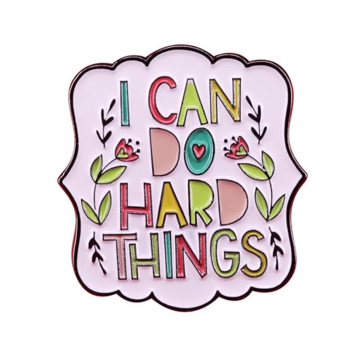 Image of I Can Do Hard Things Enamel Lapel Pins Inspiring Badge Letter Inspirational Quote Pin Brooch Backpack Gifts for Friends