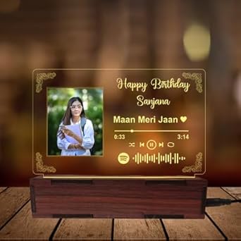 Birthday Spotify Acrylic Lamp| Personalized Lamp with Photo| Customize Birthday Lamp| Table Lamp with Photo| Birthday Gift for Girls| Birthday Gift for Wife