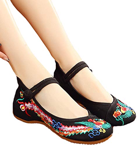 Chinese Embroidered Flats Women's Black Red Asian Traditional Mary Jane Ballet Yoga Shoes Rubber Sole2