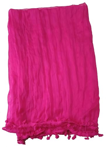 Image of YOUTHQUAKE Women's Solid Casual Dailywear Faux Chiffon Multi Color Dupatta With Pum Pum Lace (Set of 7)