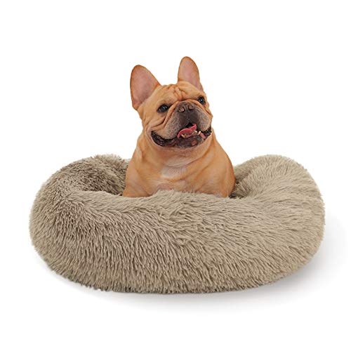 DanceWhale Redonda Cama Perro Gato Cama Cama de Felpa para Mascota Lavable Sofa Suave Cachorro Calentito Cojín(60cm, Marrón)