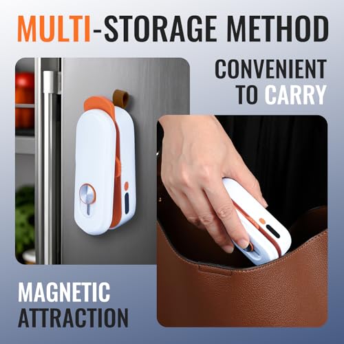 Image of 2-in-1 Mini Bag Sealer with Knife, Rechargeable Heat Sealer, 3 Modes for Light /Medium /Heavy Bags, Portable Snack Sealer