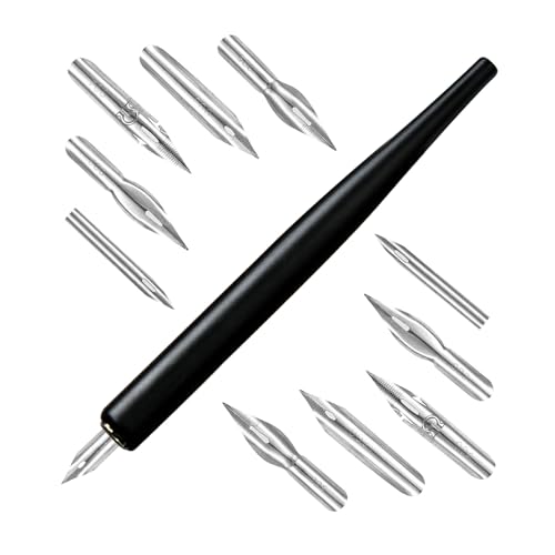 初心者のための5つの交換可能なチップ木材噴水インクを備えた木製ディップペンホルダー