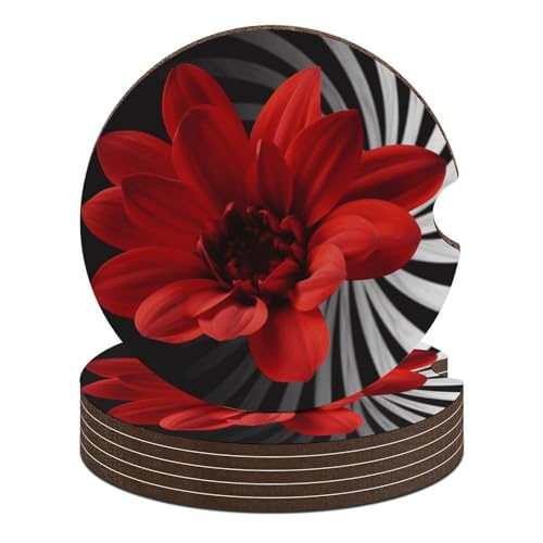Dessous de verre pour voiture motif fleur rouge pour un habitacle propre en voyage