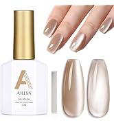 AILLSA Cat Eye Gel Nail Polish Champagne Gold Crystal Gel Polish with Magnet, Jelly Glitter Glass...
