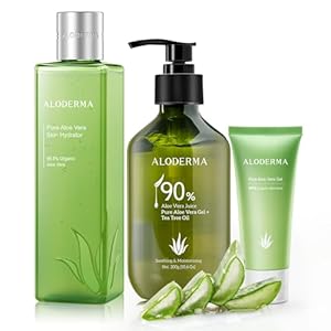 All Purpose Aloe Vera Gel Set – 3 Pieces – Skin Hydrator, 300g Aloe Vera Gel + Tea Tree Oil & 45g Aloe Vera Gel Travel Size