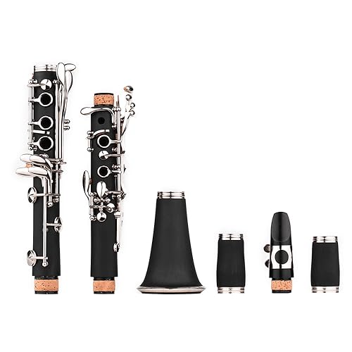 summina Clarinet ABS 17 Keys BB Flat Soprano Binocular Clarinet with Cleaning Cloth Gloves 10 Sheets for Screwdriver Reed Case Woodwind Instrument - Image 4