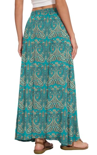Image of Womens Maxi A-line Long Skirt Casual 2026 Elastic High Waist Flowy Skirts with Pockets