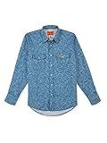 Wrangler Riggs Workwear Men's Flame Resistant Western Long Sleeve Two Pocket Snap Shirt, Blue...