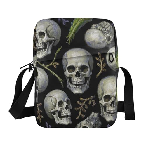 KLL White Skull messenger bag Vegan Leather Small Crossbody Bags For Women Shopping Shoulder Hand Bags