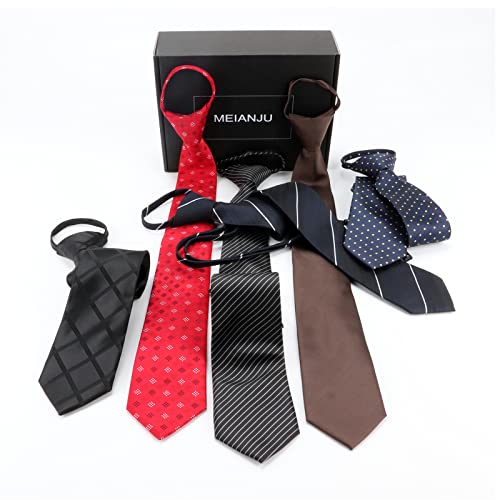 Image of Mens Ties, Mens Zipper Ties Neckties for Men, Silky Zip Up Ties, Men's Pretied Ties Set
