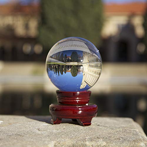 Amlong Crystal New Clear Crystal Ball Sphere Asian Quartz 80mm (3 inch Diameter) with Wooden Stand and Gift Box - Thumbnail 4