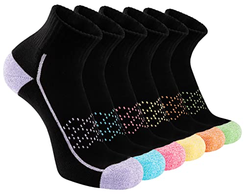 Hepsibah Womens Ankle Athletic Socks Cotton Thick Cushioned Low Cut Running Socks 6 Pack