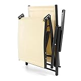 Nexos ZGC34468 Gartenliege Sonnenliege Liegestuhl Klappliege – für Terrasse Balkon – klappbarer Gartenstuhl aus Alu & Stahl & Textilene – Creme Anthrazit, - 6