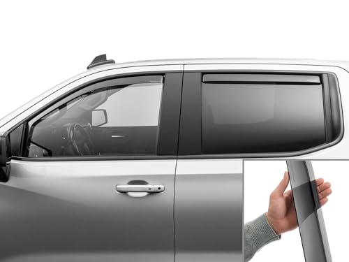 WeatherTech Custom Fit Side Window Deflectors for Chevrolet Silverado 1500 LTD, Silverado 1500, Sierra 1500 Limited - (82930IM), Dark Tint