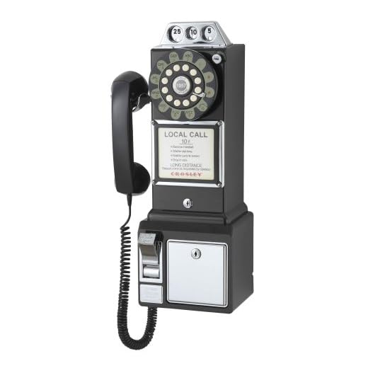 Crosley CR56-BK 1950's Payphone with Push Button Technology, Black
