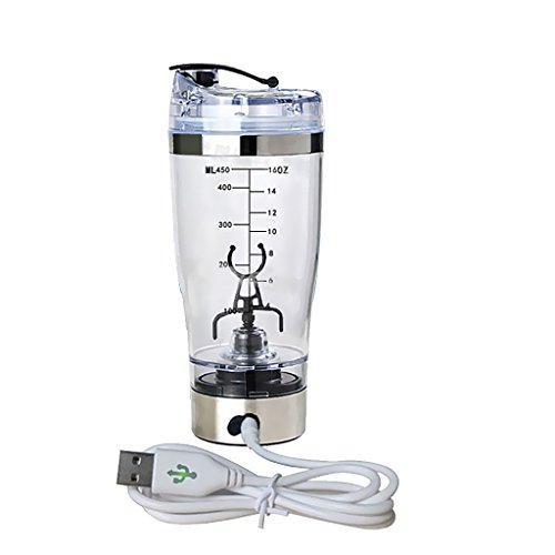 Protein Shaker Bottle – Wiederaufladbarer Eiweiß Shaker 450ml - Elektrischer Shake Mixer - Proteinshake für Fitness & Sport - Ladung per USB