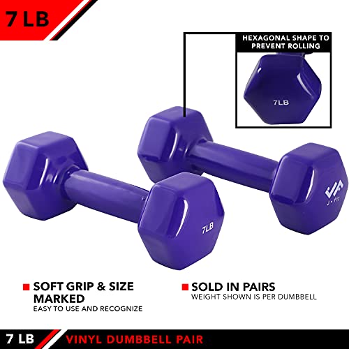 Jfit Vinyl Dumbbell Pair, 7 Lb, Purple #TOP3