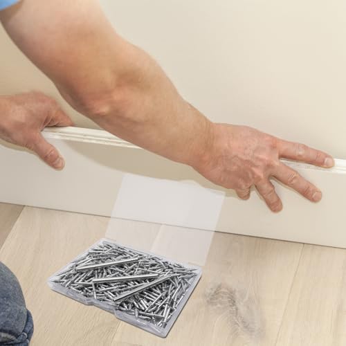 350 Clavos de Cabeza Doble para Rodapié, Hilo Invisible de Doble Cara, Sin Costuras, con 5 Mangas Específicas para Rodapiés y Molduras (Hilo Único) miniatura 7