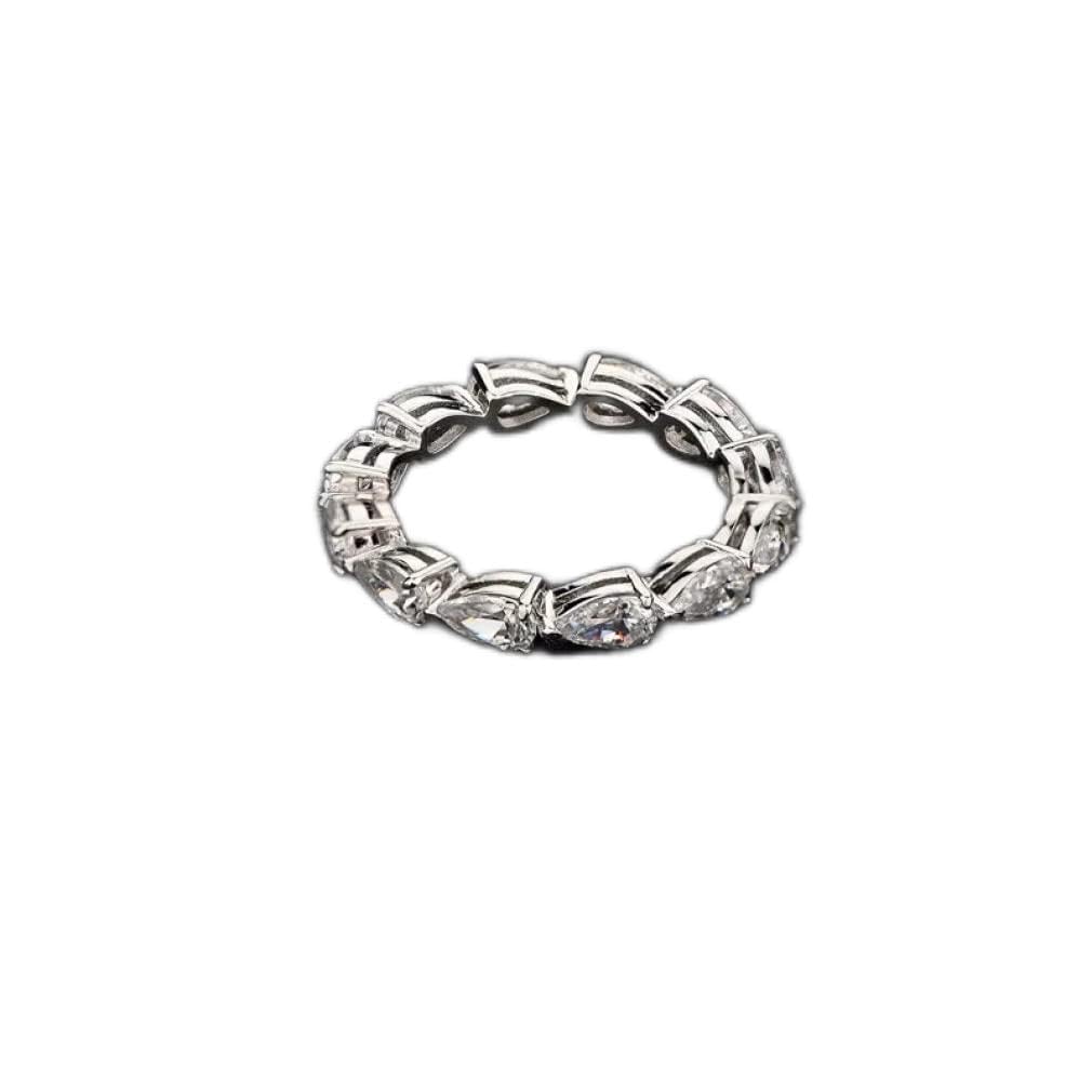 Anelli con Diamanti in Carbonio con Goccia d'Acqua in Argento Sterling 925 a 1 da 3 * 5 mm per Matrimoni Scintillanti da Donna