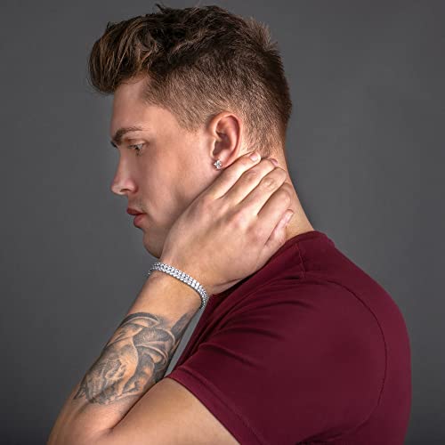 Mens Tennis Bracelet, Solid 925 Sterling Silver Bracelet for Men with 4mm AAA Sparkling White Cubic Zirconia Stones, Stylish Mens Bracelets with Gift Box3