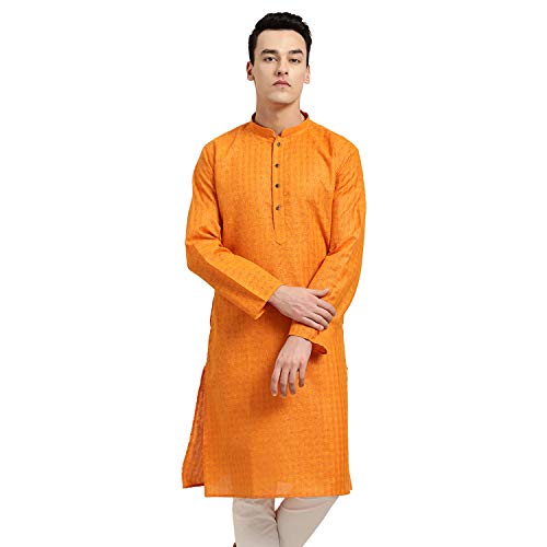 Sojanya (Since 1958 Men'S Cotton Linen Checked Only Long Kurta