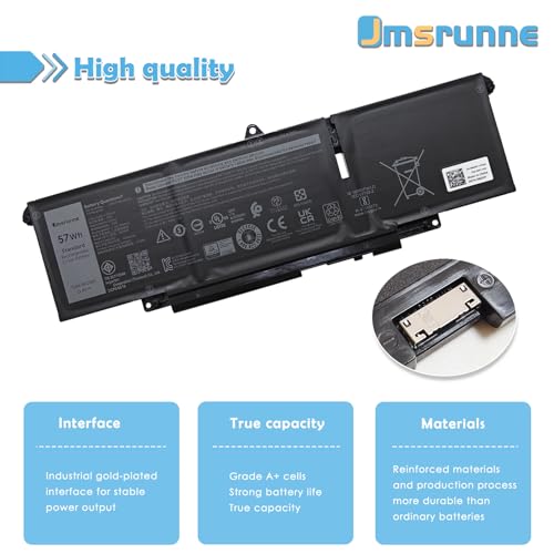 Image of 57Wh 66DWX Laptop Battery Replacement for Dell Latitude 7440 7450 7340 7350 7640 7650 Series Notebook WW8N8 0JNYT4 JNYT4 0047T0 047T0 0CTJJ6 CTJJ6 0V0W55 V0W55 FH97R 00HYH8 0HYH8 086D0Y 86D0Y