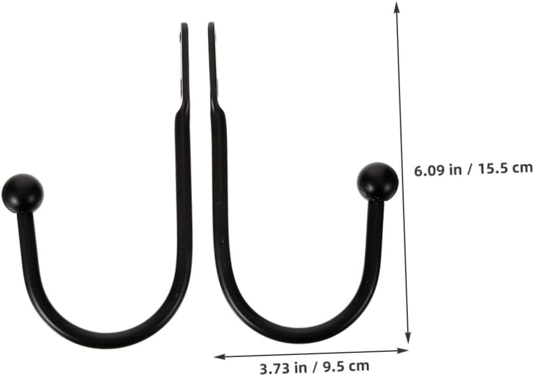 4pcs Black Metal Curtain Tiebacks U-Shaped Drapery Holdback Hooks Wall Mounted Curtain Holdback for Window Treatment Hardware