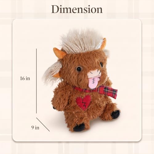 Image of 16 Inch Highland Cow Plush, Funny Ugly Monster Stuffed Animal Toy for Kids