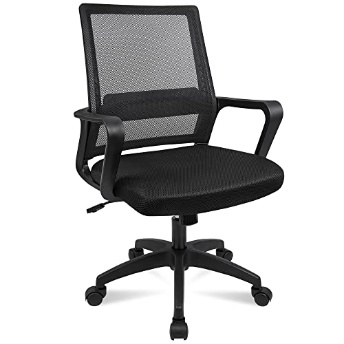 T-LoVendo TLV-AM-H09-Black Silla De Oficina Giratoria Escritorio con Soporte Lumbar Sillon Ruedas...