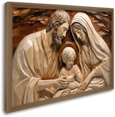 Quadro Decorativo Religioso Sagrada Família (Madeira, 60x90, C/Vi...