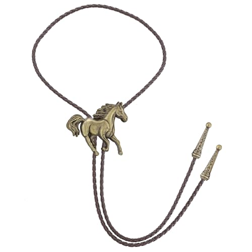 Image of GelConnie Bolo Ties for Men Women Western Cowboy Tie Mens Western Necklace Leather Necktie Gold Bolero Tie Cowboy Necklace