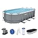 Produktbild Bestway Power Steel Frame Pool Komplett-Set mit Filterpumpe 549 x 274 x 122 cm, grau, oval