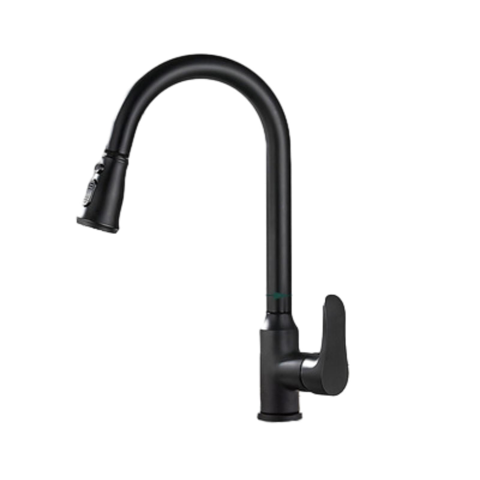 ZYCHSJXA Kitchen Mixer Tap All-Copper Faucet Hot and Cold Swivel Pull-Out Vegetable Sink Splash-Proof A Black Double Water Outlet