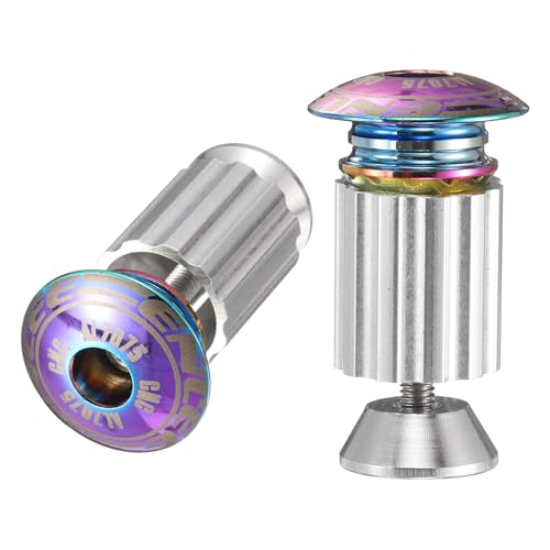 Image of sourcing map Bike Handlebar End Plugs Aluminum Bar End Caps 18-20mm Adjustment Expanding Locking with Screw for MTB Road BMX Fixed Gear Bike, Multicolor