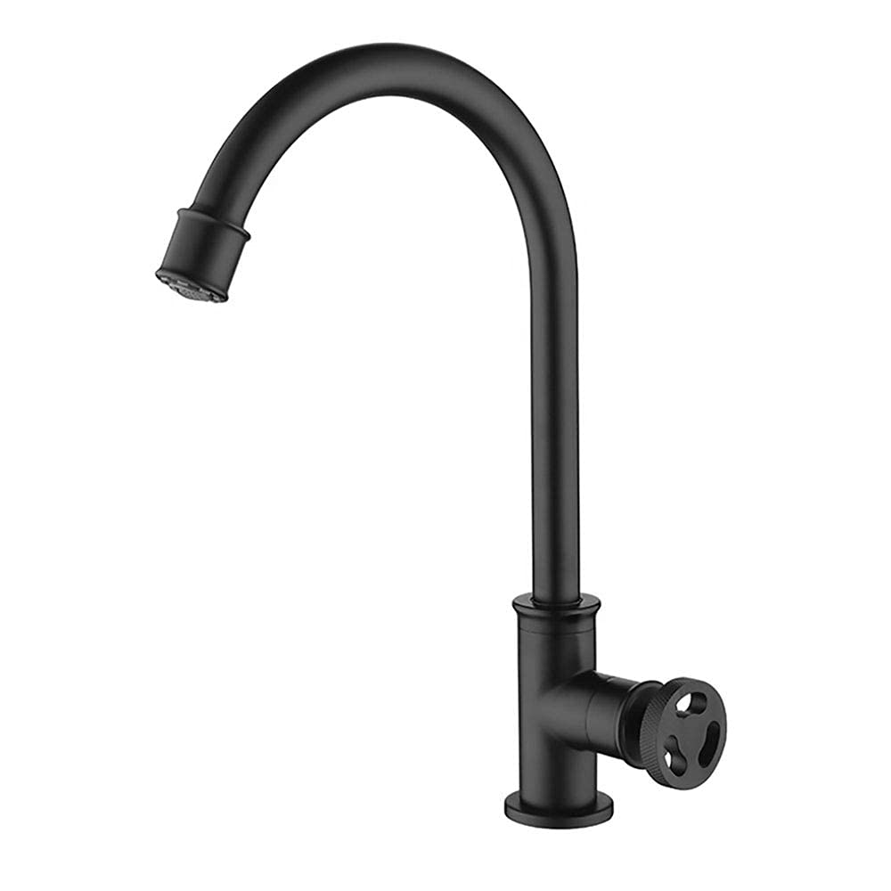 Robinets d'évier de cuisine en laiton noir mat pour eau froide