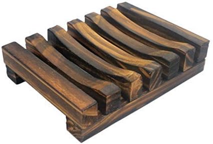 The Flash Store Bathroom Accessories Handmade Natural Wood Soap Dish Wooden Soap Holder, Rectangular, Hand Craft, Natural Wooden Holder for Sponges, Scrubber (Dark Brown, 1)