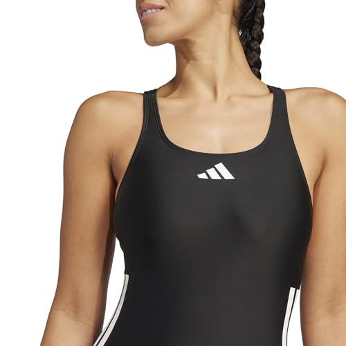adidas Damen 3 Stripes C-Back Swimsuit Swimwear, Black/White/White, 42 4
