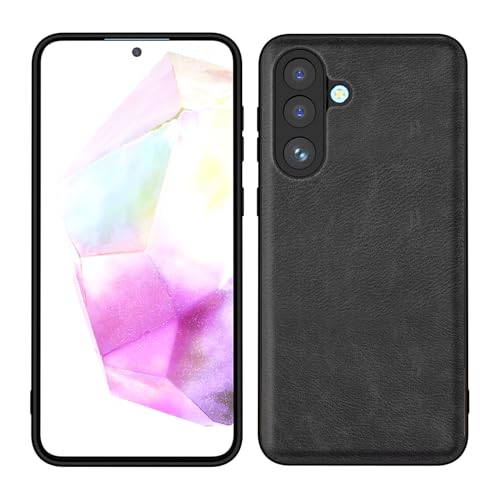 Image of Kapa Tux Leather Back Cover for Samsung Galaxy M56 | Slim Shockproof Camera Protection Bumper Case (Black)