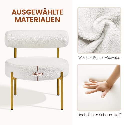 Yaheetech 1x Loungesessel Ruhesessel aus Boucle-Geweb Esszimmerstuhl mit Rückenlehne Stilvoller Wohnzimmersessel Relaxsessel – Bild 6