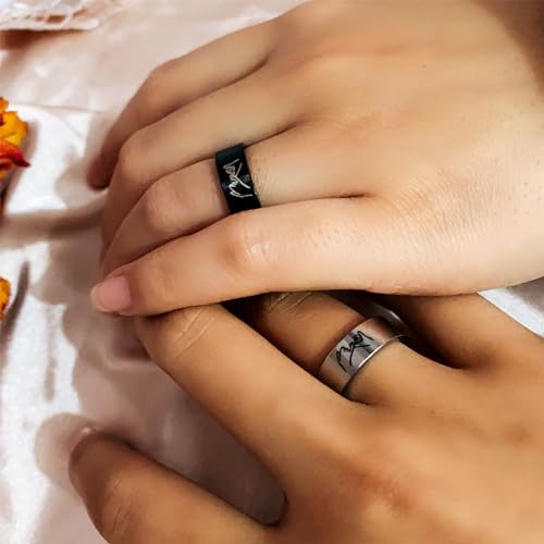 Image of Stainless Steel Matching Rings for Couples, 2pcs Set of His and Her Matching Promise Rings, I Love You Engagement Wedding Ring Sets for Him and Her,Q & K Matching Rings Valentines Day Gifts (love-silver, 10)