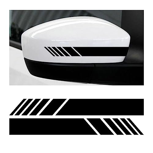 CGEAMDY 2 PCS De Pegatinas De Espejo Retrovisor para Coche, Rayas Reflectantes Calcomanía, Decoración Adhesivo para Capó y Puerta Lateral del Coche (Negro)