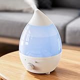 【Amazon.co.jp限定】卓上加湿器 小型【2025年モデル・しずく型デザイン】超音波式 ミスト量無段階調整 1.8L容量 最大120ml/h 静音運転 LED雰囲気ライト搭載 7〜12時間連続運転 アロマ対応 空焚き防止機能付き 省エネ・簡単操作 お手入れラク 寝室/オフィス/リビング向け 日本語説明書付 PSE認証済み(ホワイト)
