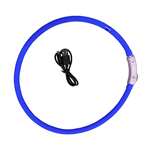 Vin-Sping Collar para Perros, Collar de Seguridad para Mascotas LED Recargable USB Recargable, hasta 50 cm (19.5 Pulgadas), Brillo Ajustable (Azul) Cover
