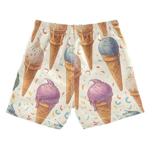 Ice Cream Funny Pattern Boys Swimsuit Quick Dry Boys Joggin Shorts Kids Swimwears Son's Presents 2T2