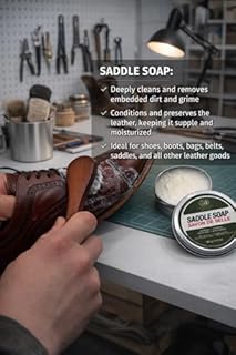 Cordwainers Atelier Leather Saddle Soap Cleaner 3.5 oz (100g) – Premium Leather Cleaner & Conditioner for Shoes, Boots, Bags, Sofa & Furniture – Deep Clean, Nourish & Protect Grey