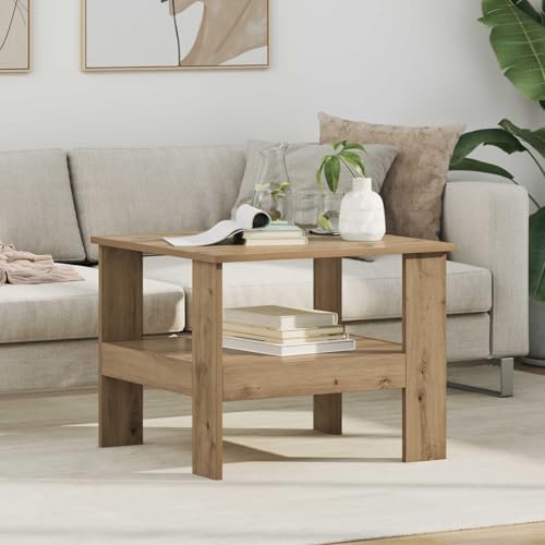 Table carrée chêne artisanal pour optimiser le rangement des petits salons - 3