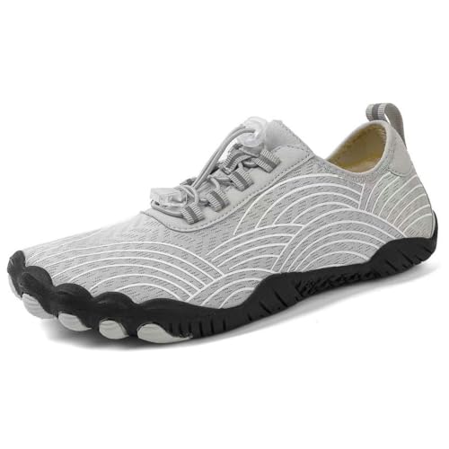 Zapatos Barefoot unisex en talla 43EU de color gris con horma ancha ajustables para senderismo